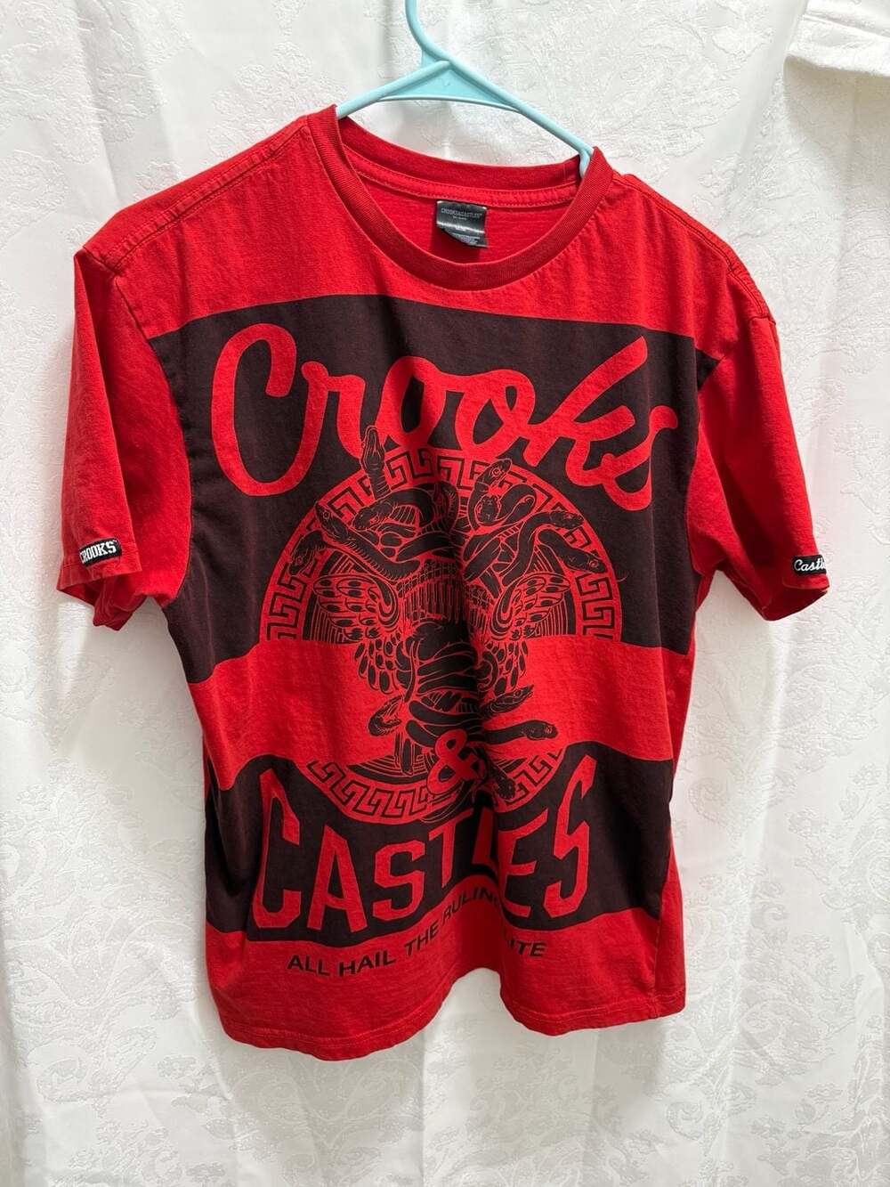 Crooks & Castles All Hail The Ruling Elite Graphic T-Shirt Red Size M